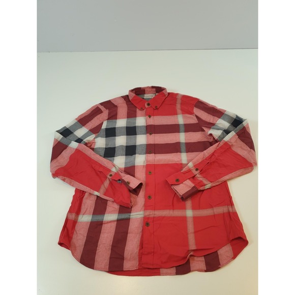 Burberry Brit Shirt Nova Check Red Plaid Button Up Long Sleeve Men's Large - Picture 1 of 15